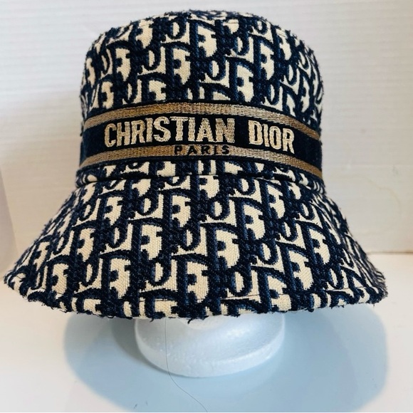 Dior Accessories - Dior Elegant Blue & Cream Bucket Hat